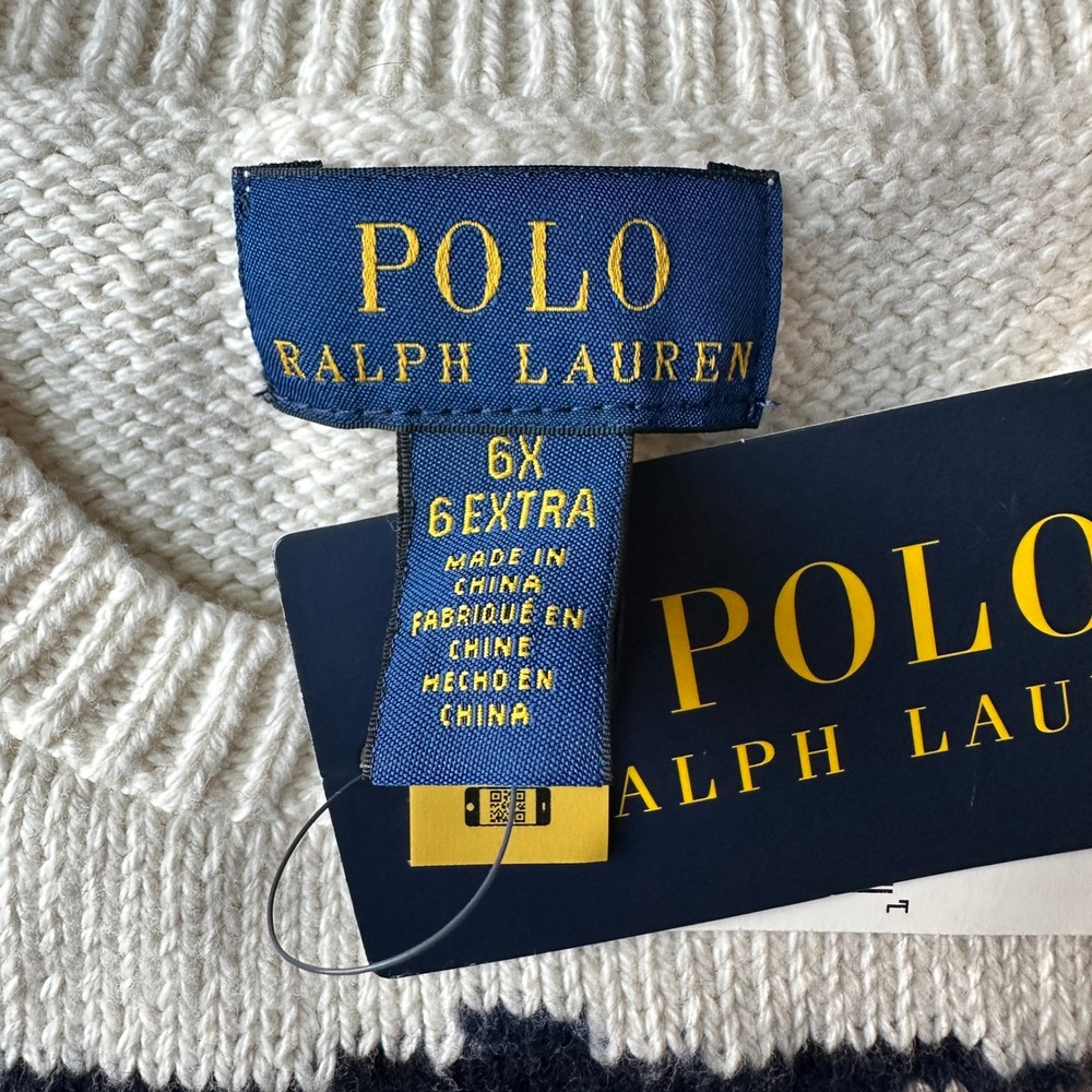 NWT Polo Ralph Lauren Girls Polo Bear Ski Lift Knit Sweater Cream 6X - Picture 5 of 14
